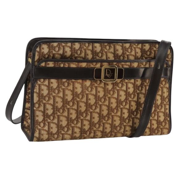 DIOR Trotter Canvas Shoulder Bag Gold Brown - Picture 1 of 16